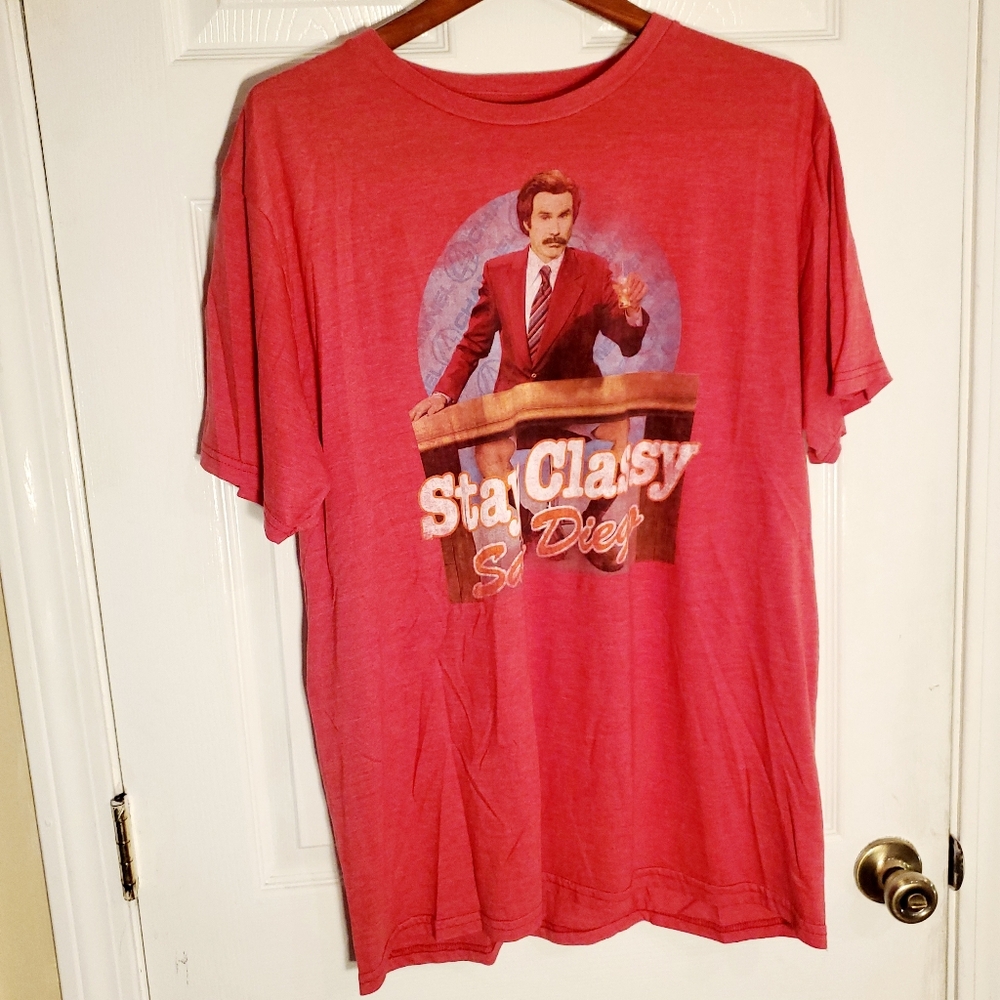Anchorman Pantless Ron Burgindy Stay Classy San Diego Red T-Shirt XL Anchorman
